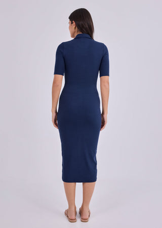 Women's Button Through Dress Dark Navy