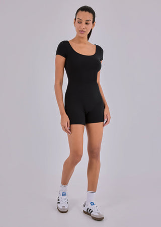 Women Effortless Cap Sleeve Onesie  Black