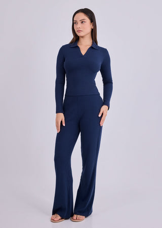 Women's Collar Top Dark Navy