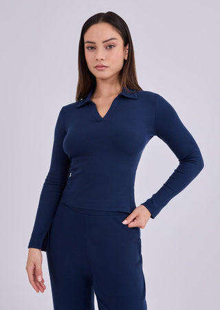 Women's Collar Top Dark Navy