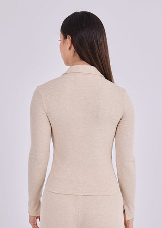 Women's Collar Top Oatmeal Heather