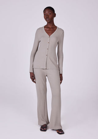Women's Collarless Cardigan Vintage Khaki