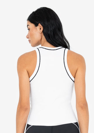 LC Contrast Rib Tank White