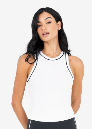 LC Contrast Rib Tank White