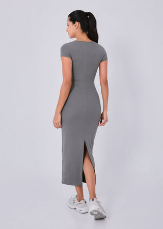 Effortless Short Sleeve Dress Pebble Grey