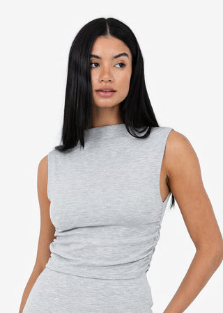 LC Effortless Ruched Top Grey Marl