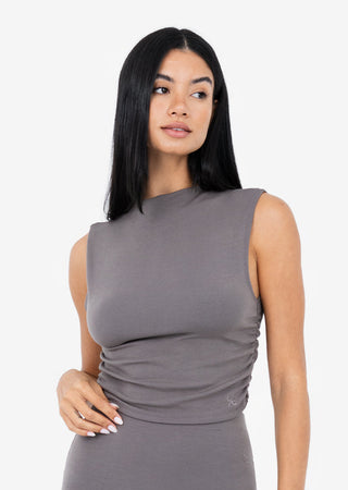 LC Effortless Ruched Top Silver Mink