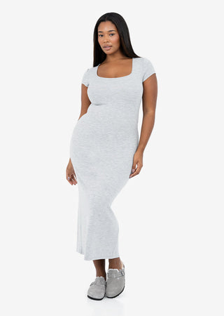Women's Short Sleeve Dress Grey Marl