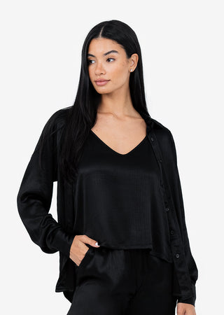 LC Embody Plisse Shirt Shiny Black