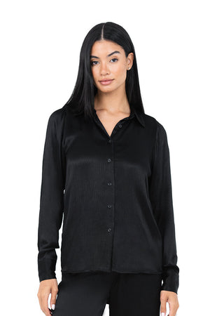 Women's Shirt & Trouser Shiny Black Set