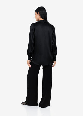 Women's Shirt & Trouser Shiny Black Set