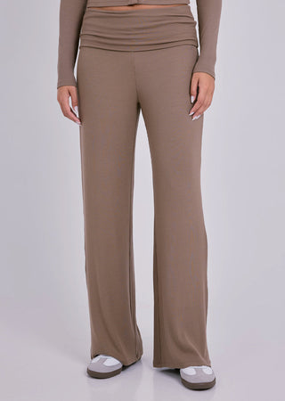 Women's Fold Waist Pants Walnut