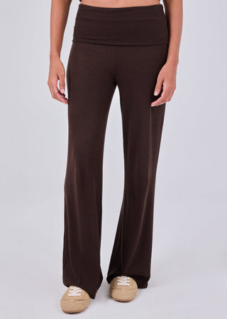 Women's Fold Waist Pants Dark Cocoa