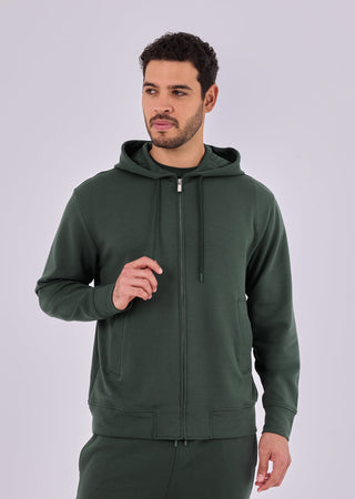 Men's Zip Up Hoodie Green Forest
