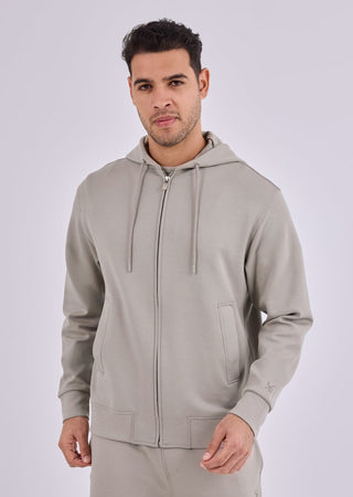 Men's Zip Up Hoodie Vintage Khaki