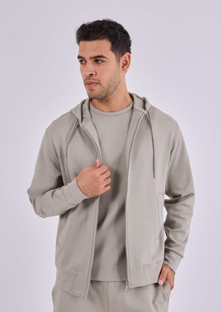 Men's Zip Up Hoodie Vintage Khaki