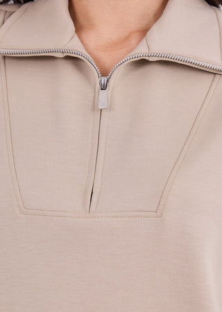 Women's Half Zip Sweatshirt Beige