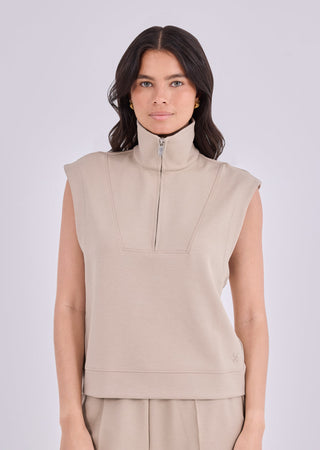 Women's Half Zip Sweatshirt Beige