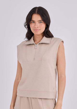 Women's Half Zip Sweatshirt Beige