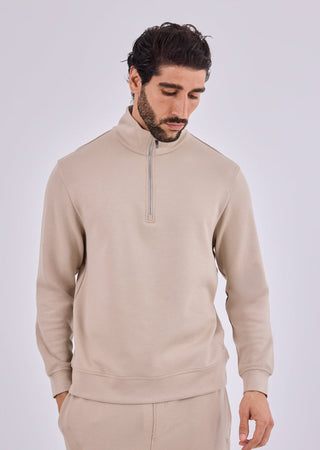 Men's Half-Zip Sweat Beige