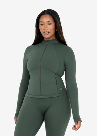 Women's Zip Up Jacket Deep Green