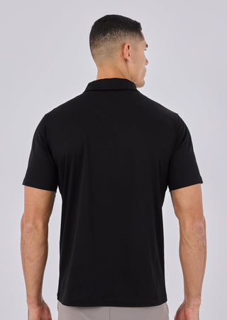 Men's Mercerised Half-Zip Polo Black