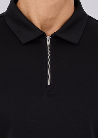 Men's Mercerised Half-Zip Polo Black