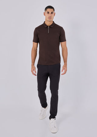 Men's Mercerised Half-Zip Polo Coffee