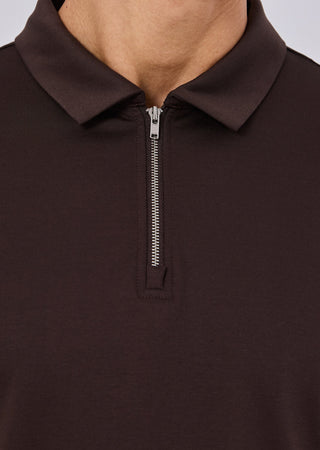 Men's Mercerised Half-Zip Polo Coffee