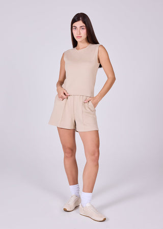 Women's Pintuck Shorts Beige