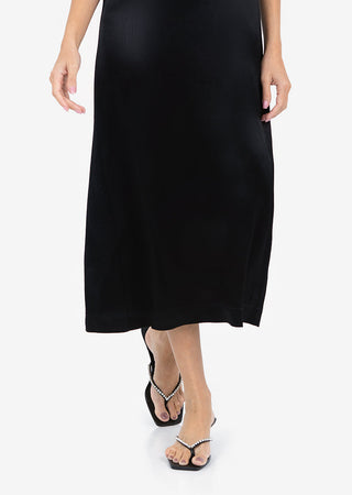 Women's Midi Dress Black Shiny