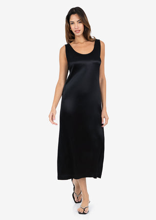 LC Plisse Midi Dress Black Shiny