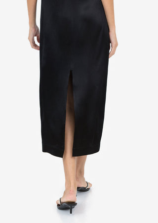 Women's Midi Dress Black Shiny