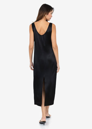 Women's Midi Dress Black Shiny