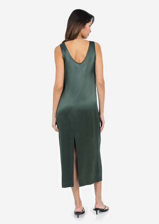 LC Plisse Midi Dress Ivy Green Shiny