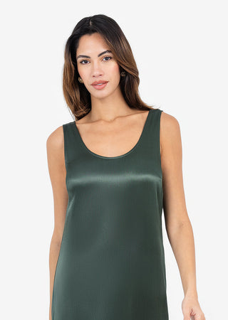 LC Plisse Midi Dress Ivy Green Shiny