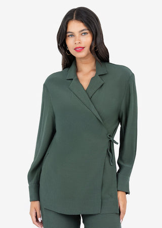 LC Plisse Side Tie Jacket Ivy Green