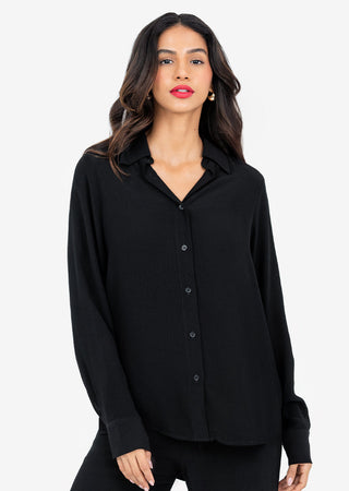 Women's Split Hem Shirt Black