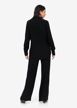 Women's Split Hem Shirt Black