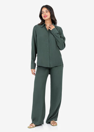 Women's Split Hem Shirt Ivy Green
