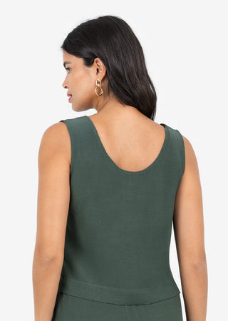 LC Plisse Tank Ivy Green