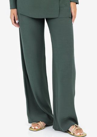 LC Plisse Wide Leg Pant Ivy Green