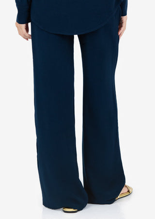 LC Plisse Wide Leg Pant Midnight Navy