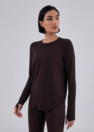 Women’s Relaxed Long Sleeve Top Dark Cocoa