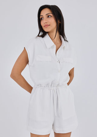 Women Linen Romper Ivory
