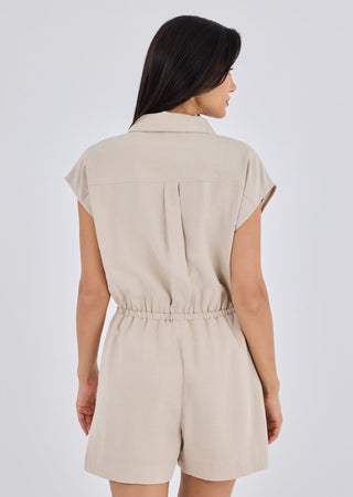 Women Linen Romper Light Beige