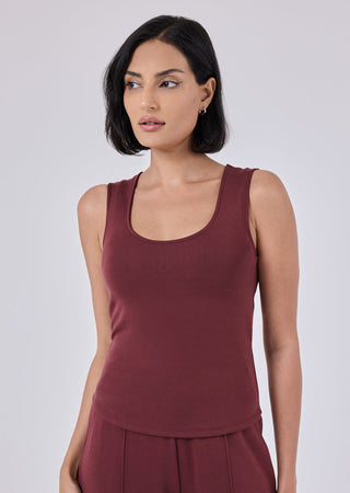 Women's Scoop Neck Dark Burgundy