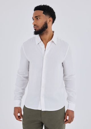 Men Linen Shirt Long Sleeve Ivory