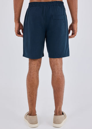 Men Linen Short Dark Navy