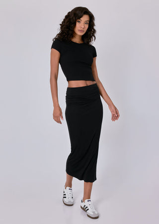 Airjet Rib Fold Waist Skirt Black